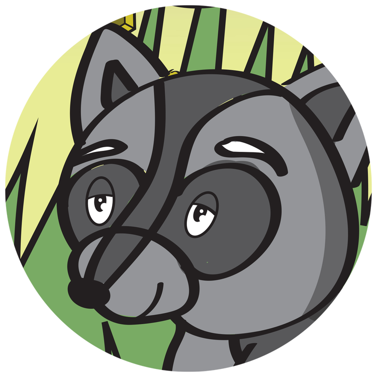 Jules the Daddy Raccoon — character illustration